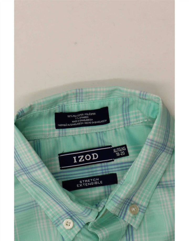 Camicia a maniche corte da ragazzo Izod 15-16 anni XL Poliestere a quadri turchese