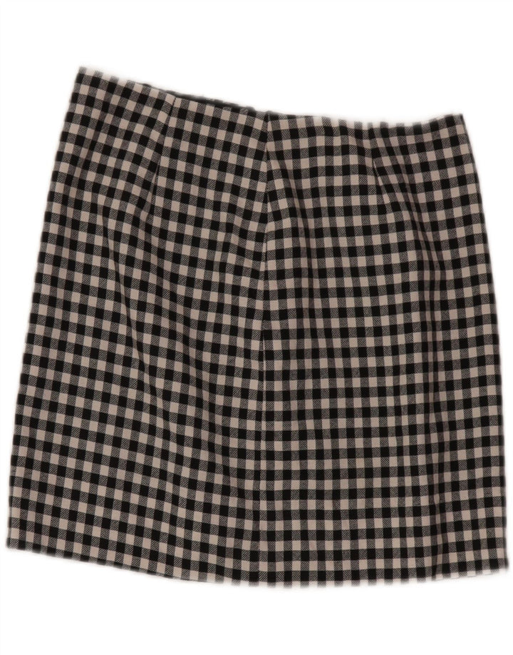 Minigonna da donna Moschino UK 10 Small W28 Lana vergine a quadretti nera