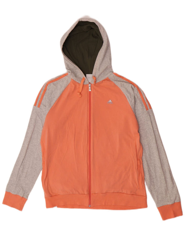 Maglione con cappuccio e zip da donna ADIDAS UK 16 grande cotone color block rosa