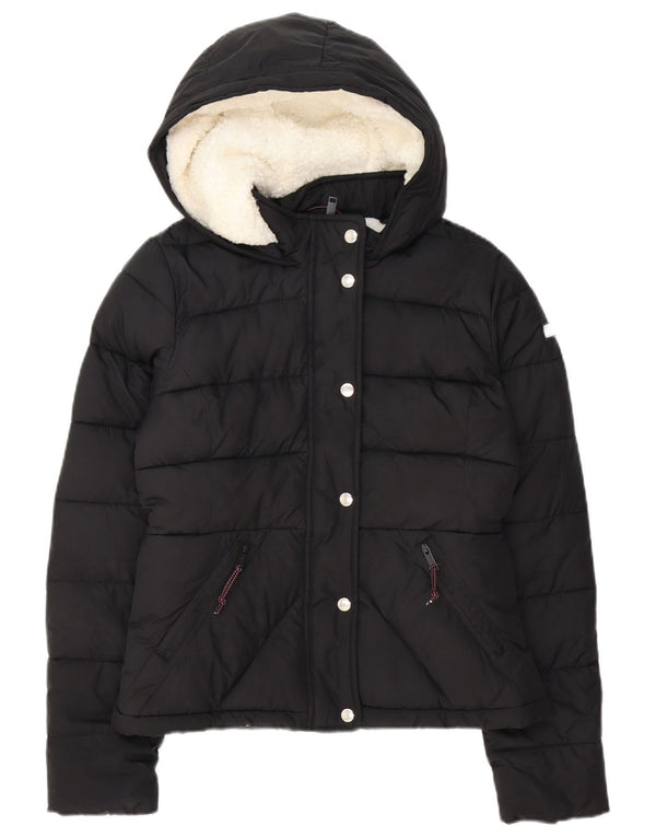 Giacca imbottita con cappuccio Hollister da donna UK 10 piccola nera