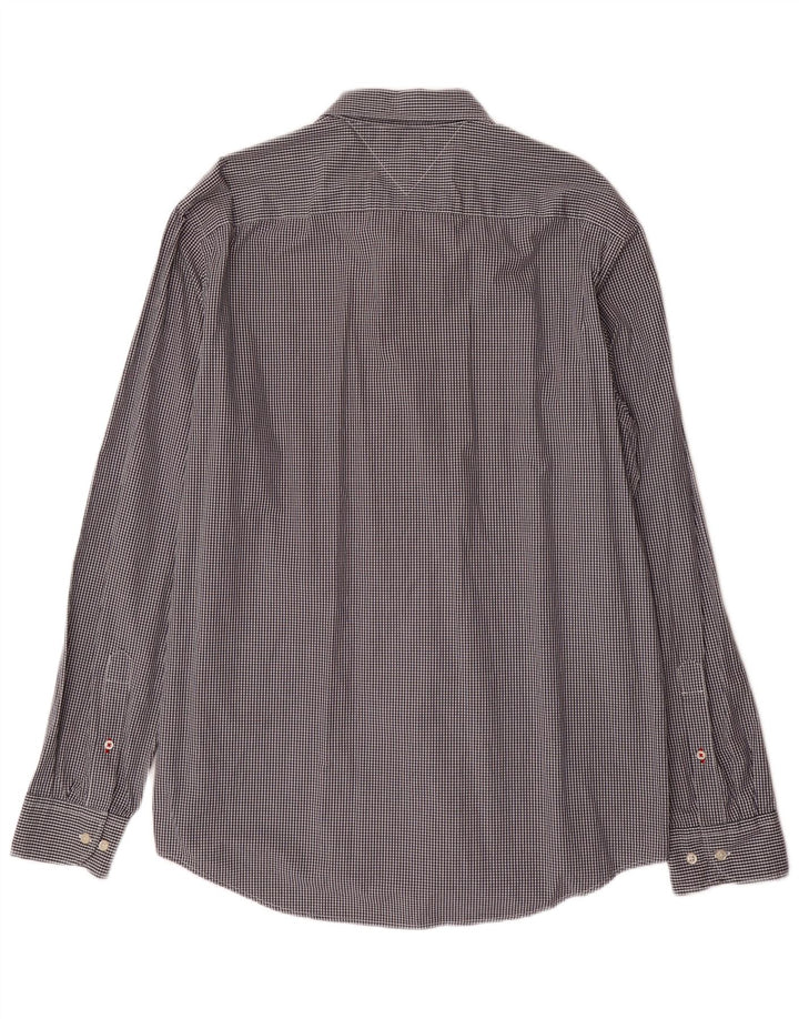 TOMMY HILFIGER Camicia da uomo vestibilità regolare XL a quadretti grigi