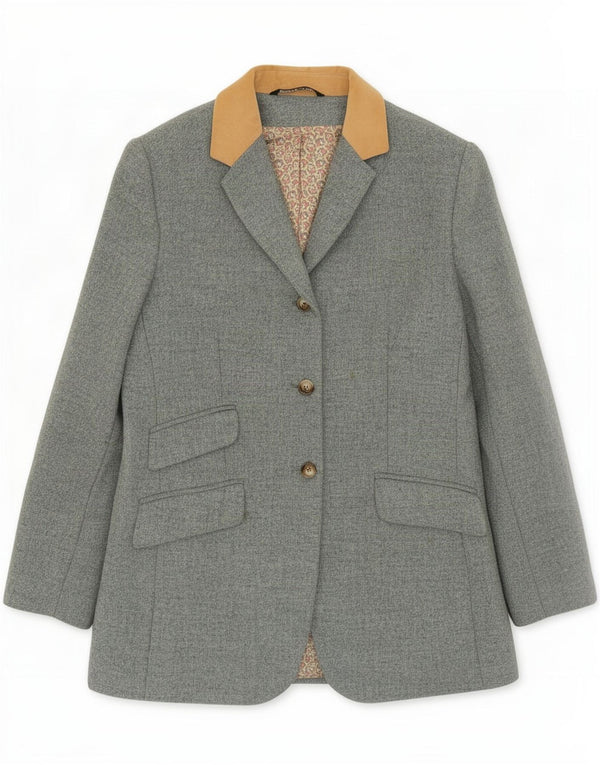 Giacca blazer a 3 bottoni da donna Laura Ashley UK 16 grande spina di pesce blu