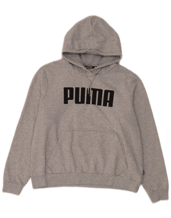 Felpa con cappuccio oversize grafica da donna Puma UK 18 XL Cotone chiazzato grigio