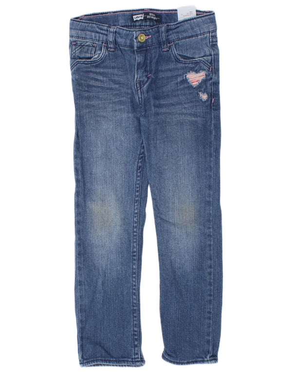 Jeans dritti slim effetto invecchiato per ragazze Levi's 4-5 anni W20 L18 cotone blu