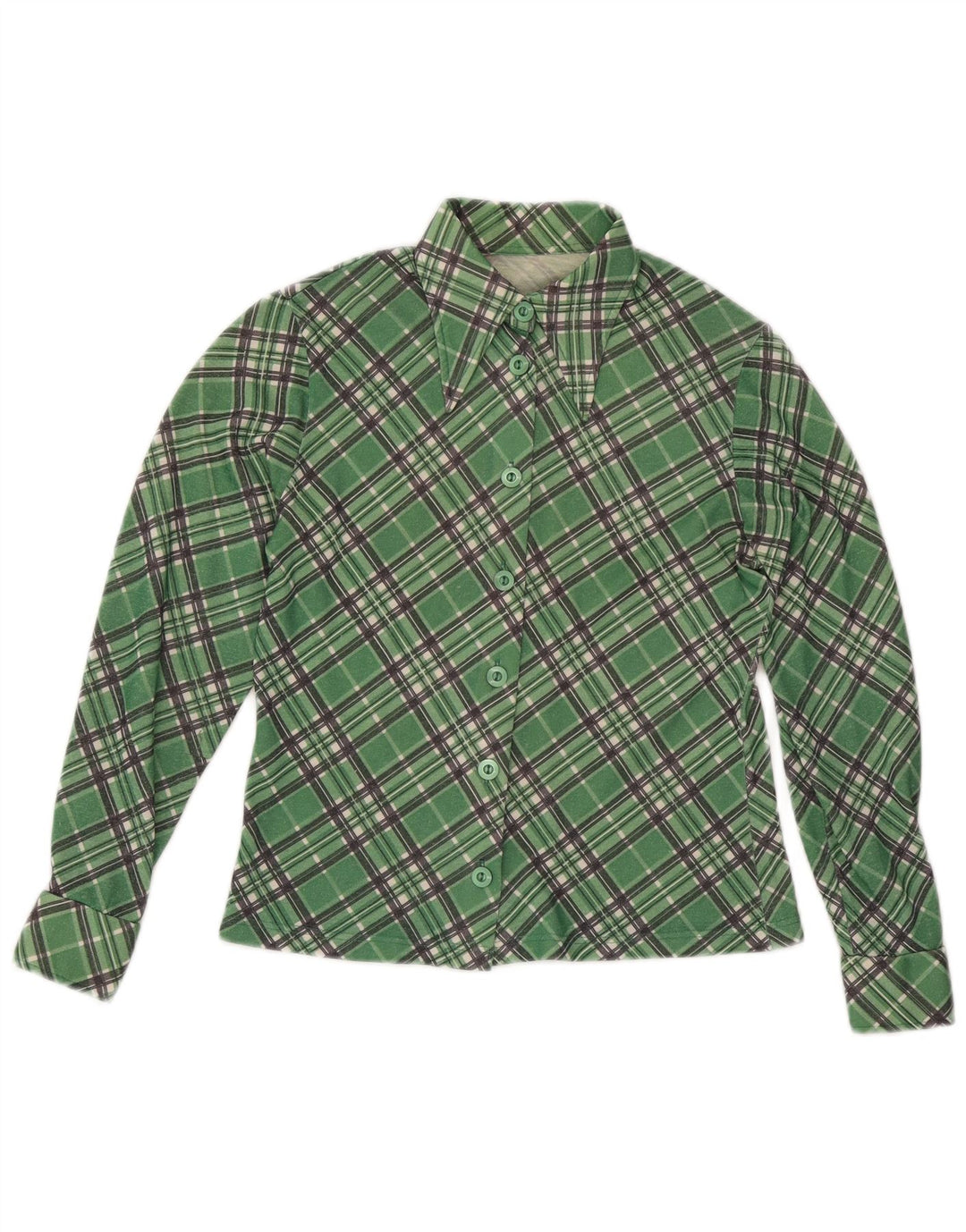 Camicia da donna vintage UK 12 a quadri verde medio