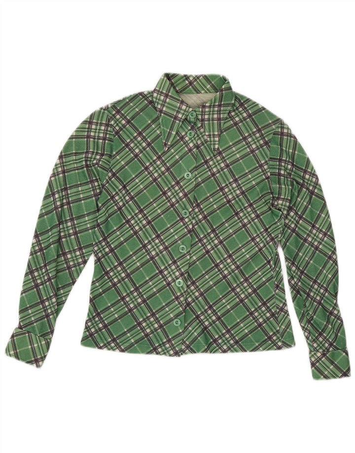 Camicia da donna vintage UK 12 a quadri verde medio