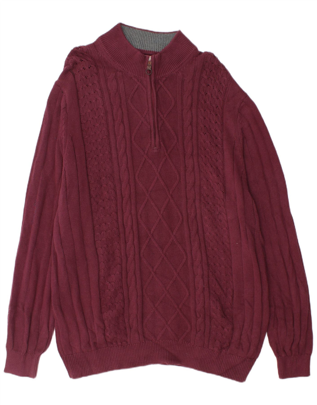 Maglione da uomo con collo alto e zip IZOD 2XL in cotone bordeaux