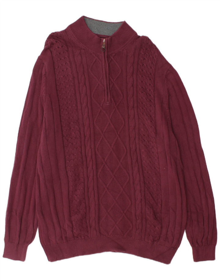 Maglione da uomo con collo alto e zip IZOD 2XL in cotone bordeaux