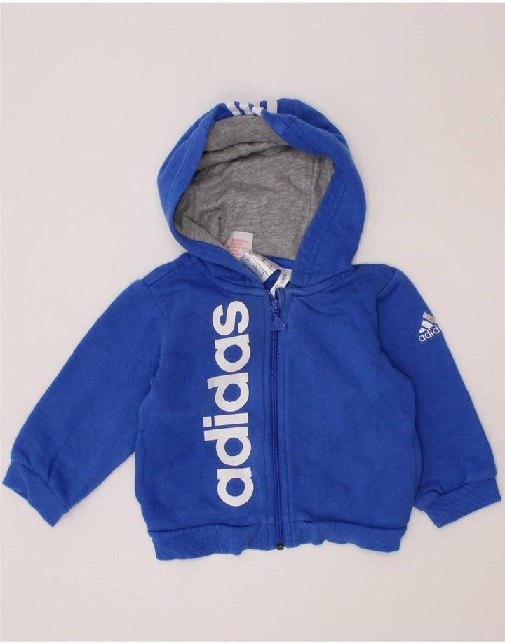 Maglione con cappuccio e zip grafica ADIDAS per neonati 3-6 mesi in cotone blu