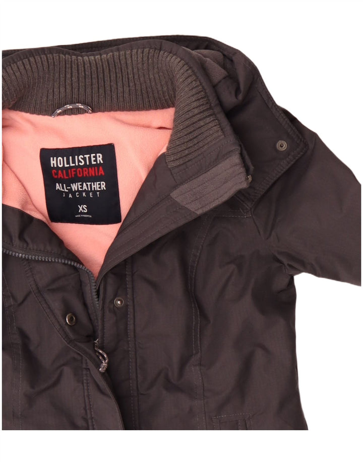 Giacca a vento con cappuccio da donna Hollister UK 6 XS poliestere grigio