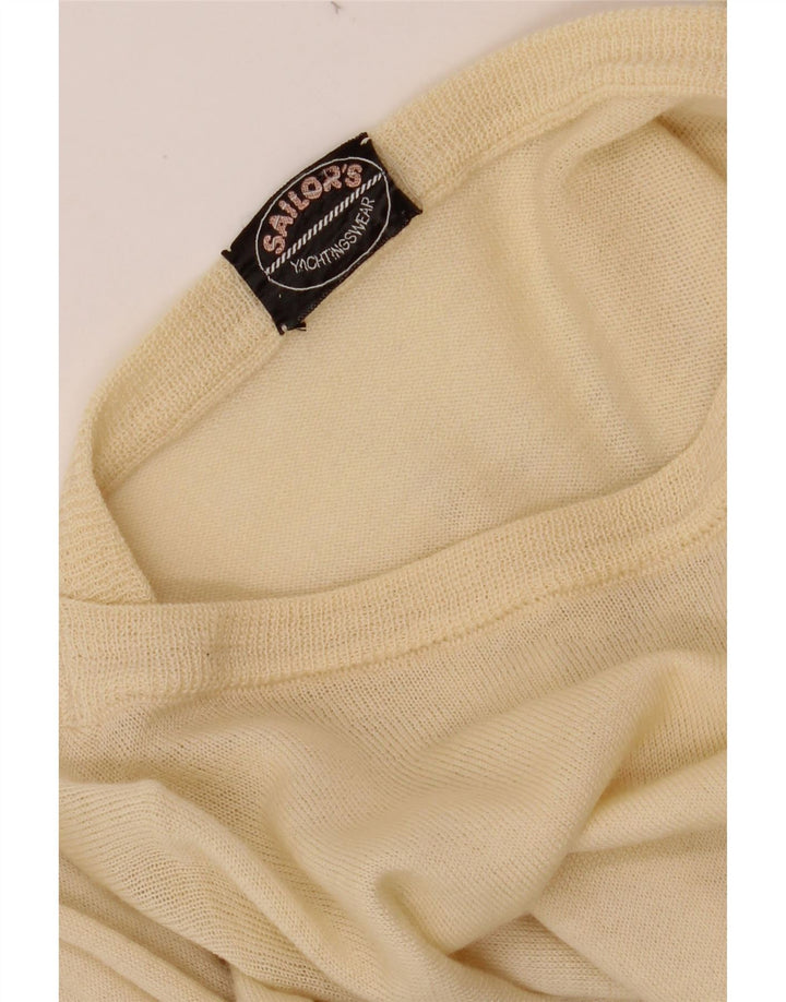 VINTAGE Mens Boat Neck Jumper Sweater XS Beige