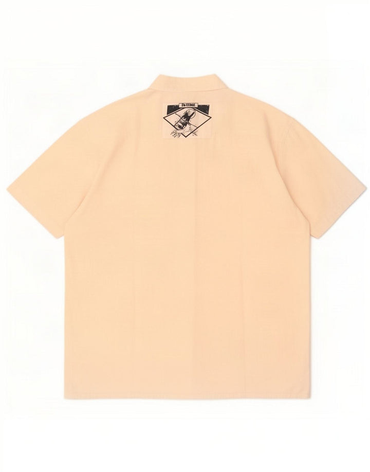 Camicia pullover a maniche corte da donna vintage UK 20 2XL Beige