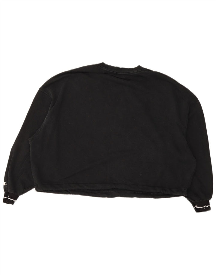 Felpa oversize con grafica da donna Champion, maglione UK 10, piccola, nera