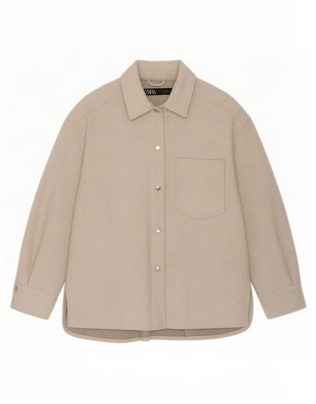 Camicia overshirt da donna Zara vestibilità ampia UK 14 Poliestere beige medio