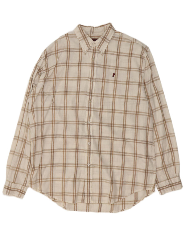 Camicia da uomo Marlboro Classics XL in cotone a quadri bianchi