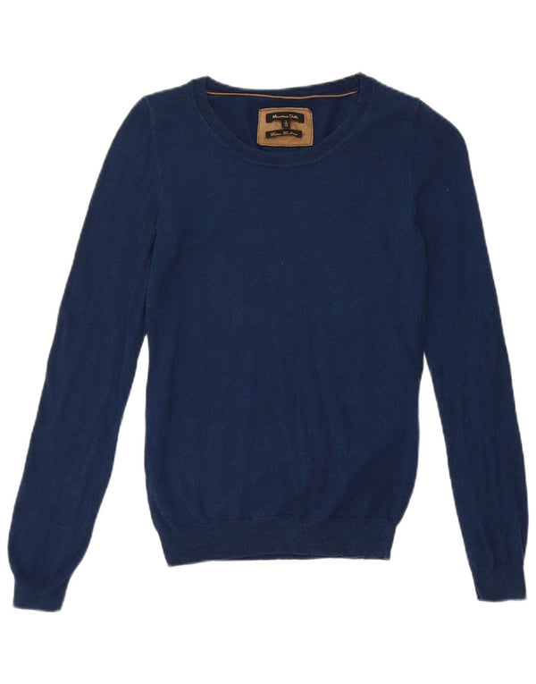Maglione maglione da donna con scollo a barca Massimo Dutti UK 8 piccolo cotone blu navy