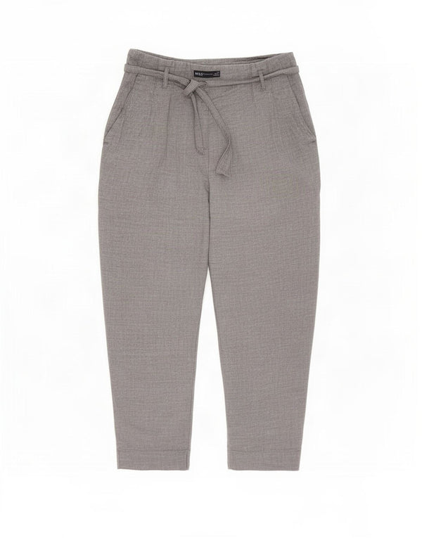 Pantaloni corti a vita alta da donna Zara UK 14 Large W32 L25 Lino grigio