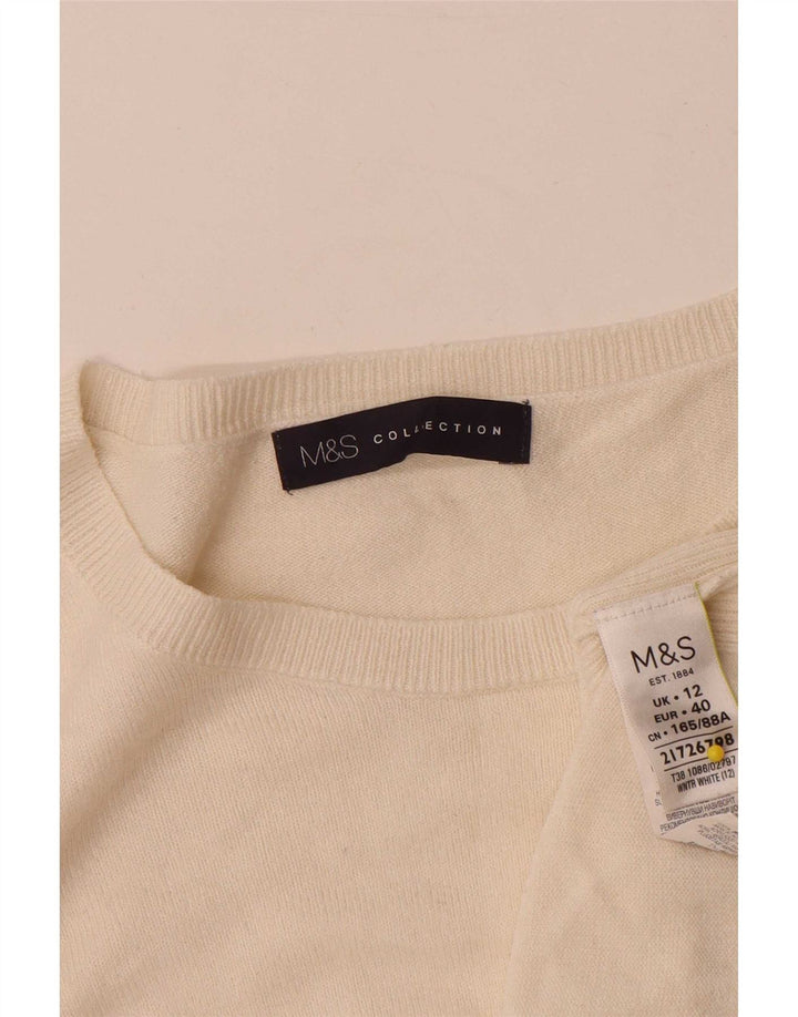 Maglione da donna Marks & Spencer con scollo a barca UK 12 Acrilico bianco medio