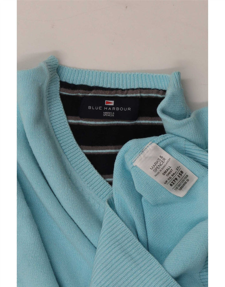 Maglione da uomo Marks & Spencer Blue Harbour con scollo a V piccolo turchese