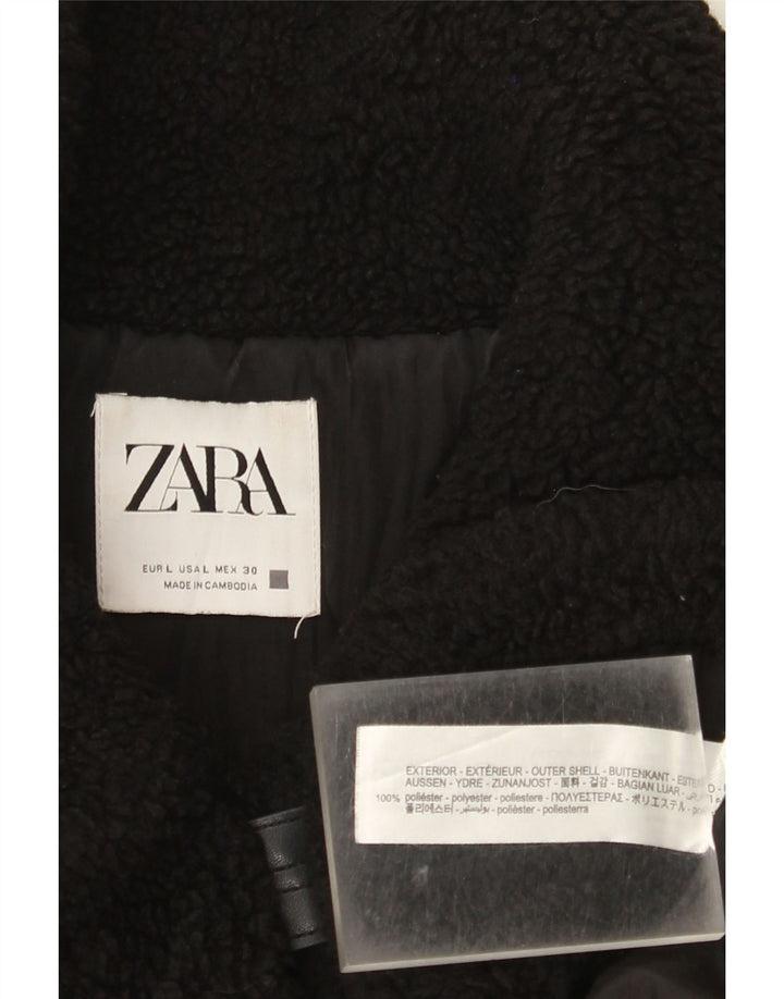 Giacca in pile da donna Zara UK 16 grande poliestere nero