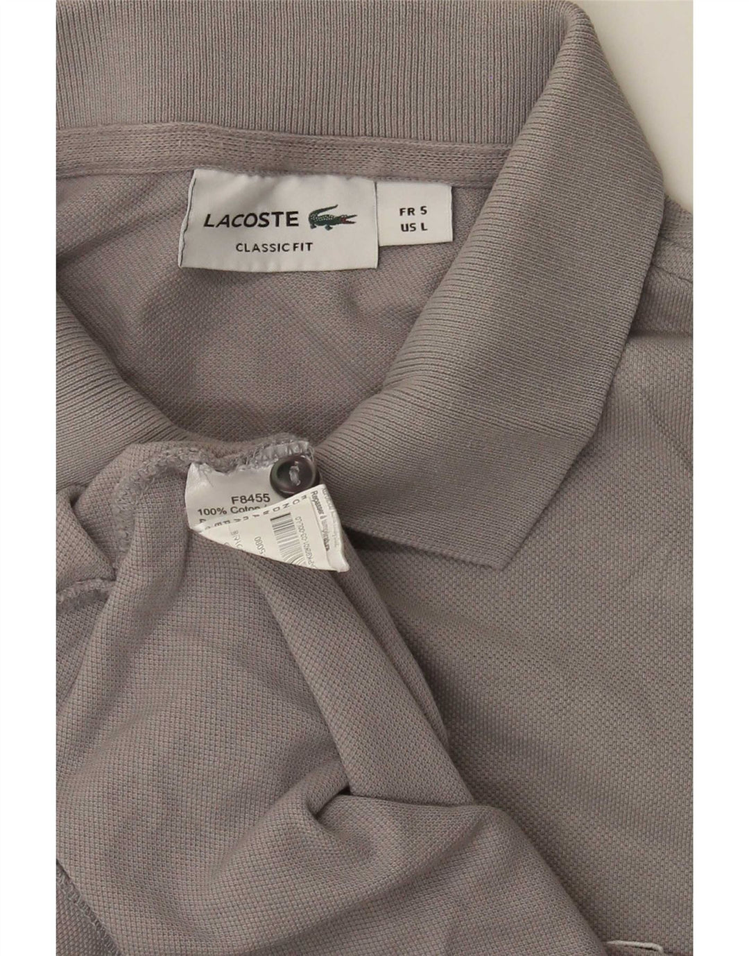 Polo da uomo Lacoste vestibilità classica taglia 5 grande in cotone grigio