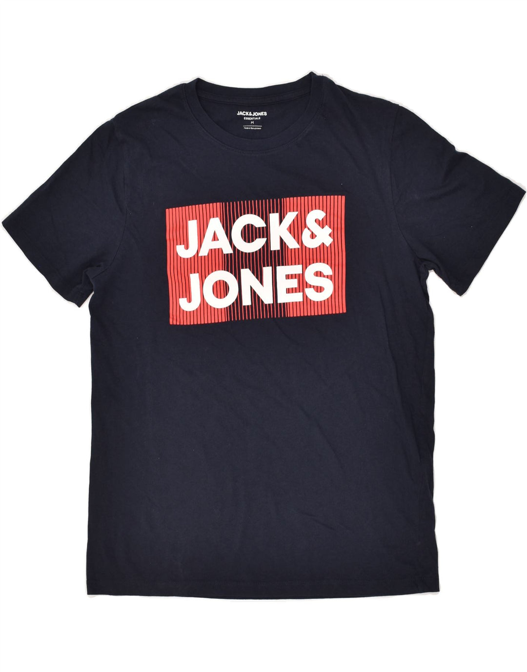 JACK & JONES Mens Graphic T-Shirt Top Medium Navy Blue Cotton | Vintage Jack & Jones | Thrift | Second-Hand Jack & Jones | Used Clothing | Messina Hembry 