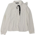 Zara, camicia oversize da donna con volant sul davanti, camicetta UK 6 XS, poliestere bianco
