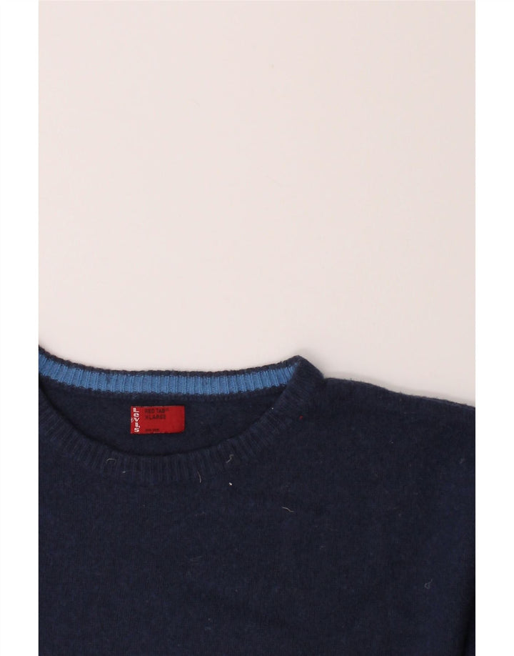 LEVI'S Mens Crew Neck Jumper Sweater XL Navy Blue Lambswool Vintage Levi's and Second-Hand Levi's from Messina Hembry 
