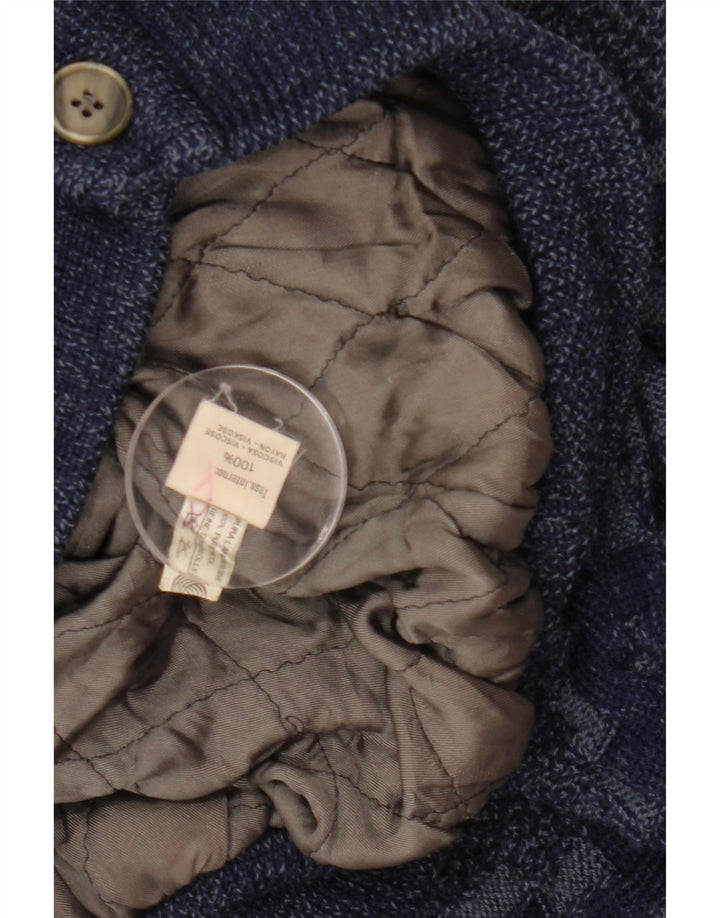 Maglione cardigan da uomo VINTAGE grande viscosa geometrica blu navy