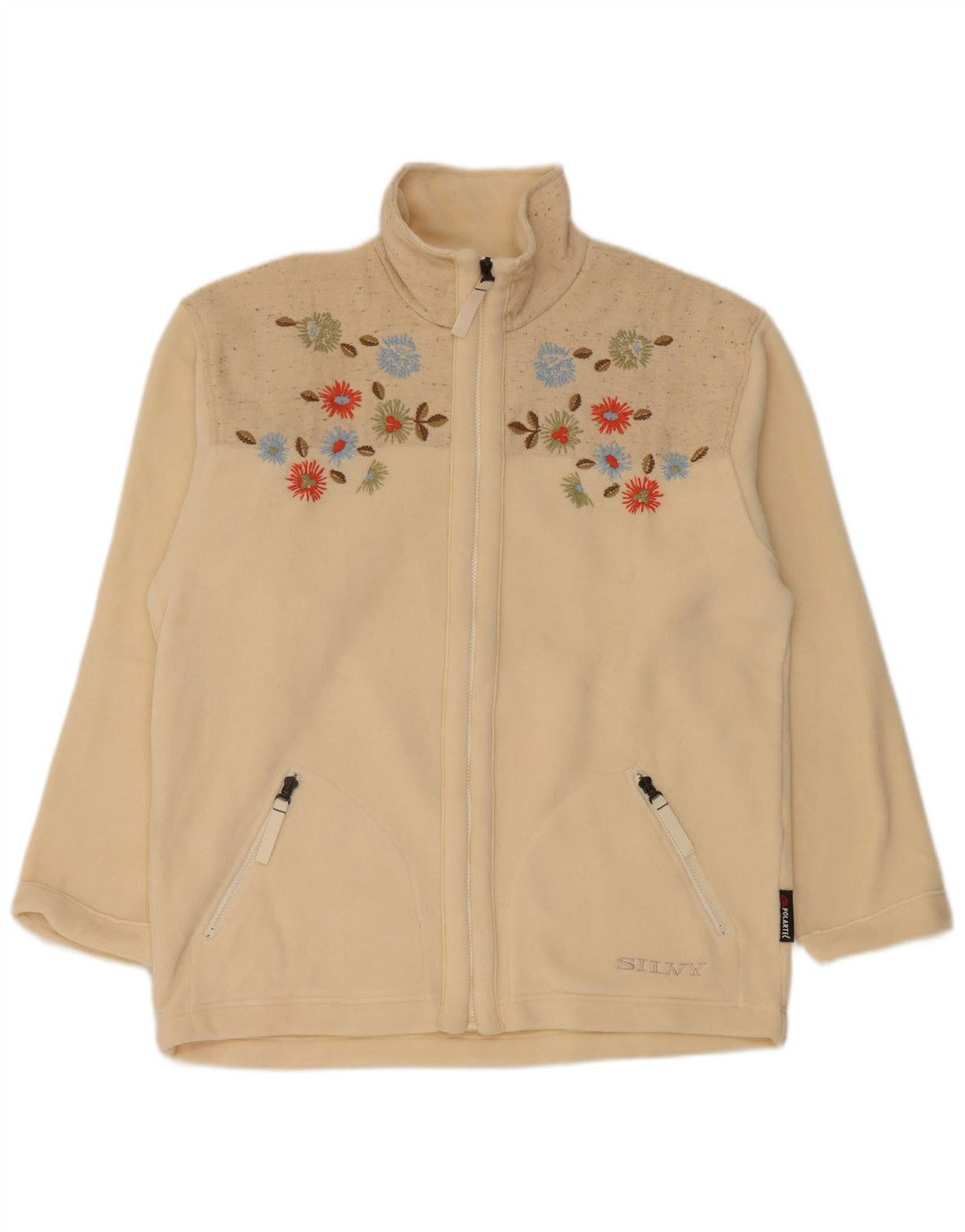Giacca in pile da donna Silvy UK 16 Grande poliestere floreale beige