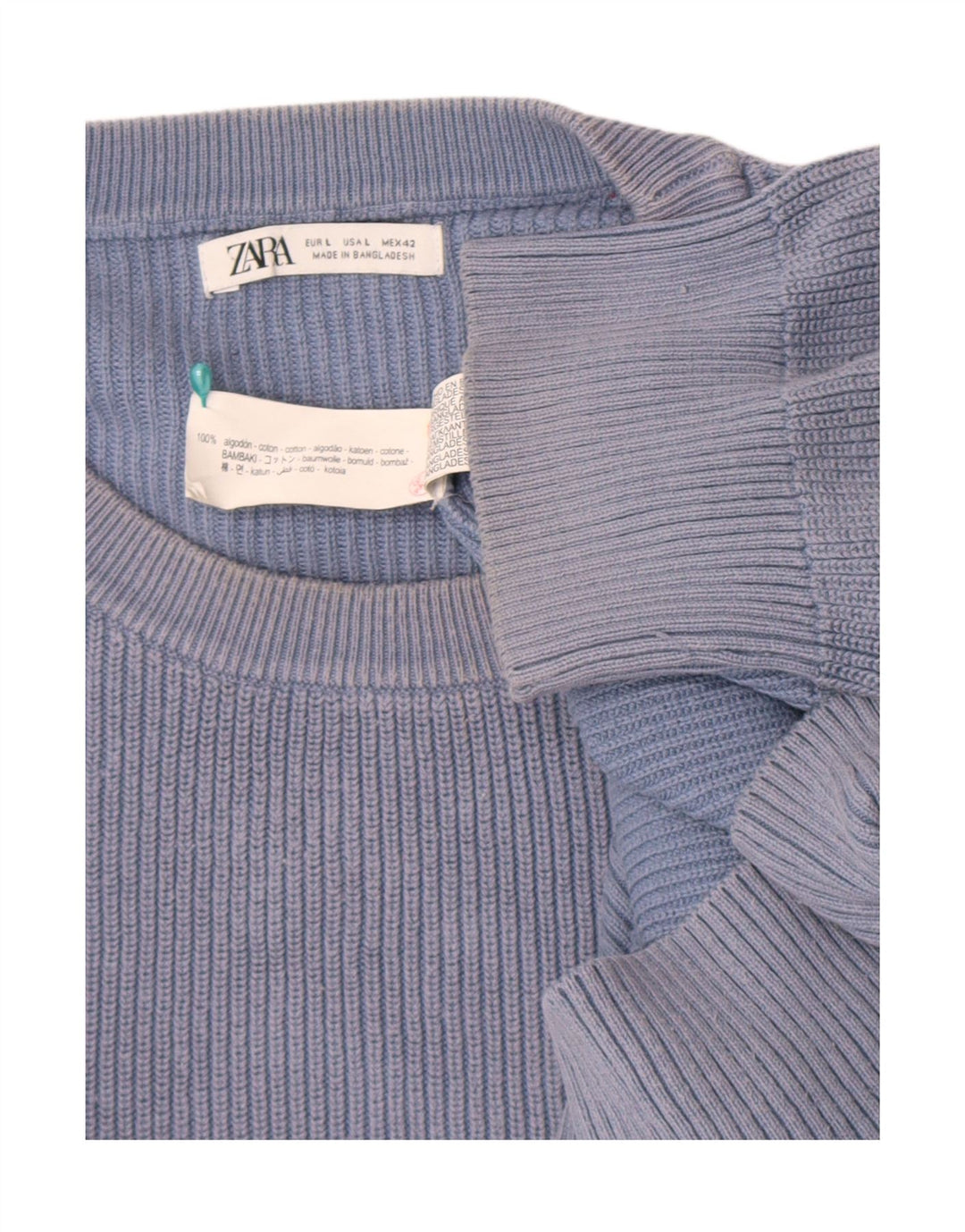 Maglione maglione girocollo da uomo Zara grande in cotone blu