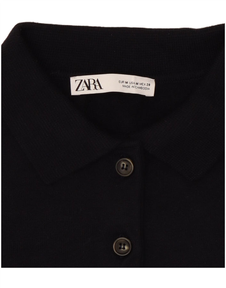 Maglione maglione oversize con collo a polo da donna Zara UK 14 blu navy medio