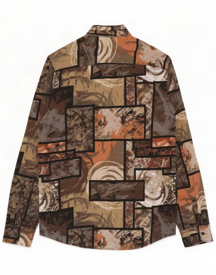 Camicia vintage da uomo grande in cotone patchwork multicolore