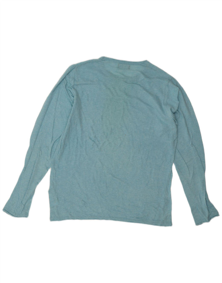 Maglione maglione girocollo da uomo Zara in cotone blu medio