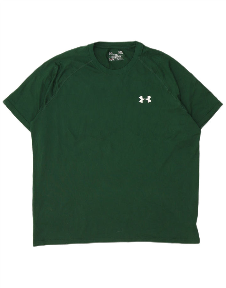T-shirt da uomo UNDER ARMOUR Heat Gear Top grande in poliestere verde
