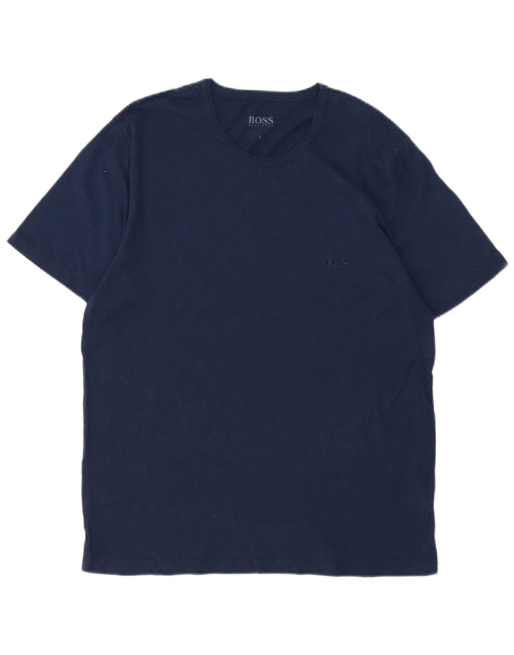 T-shirt da uomo Hugo Boss Top Large in cotone blu navy