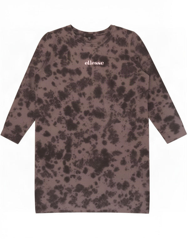 Abito t-shirt con grafica a maniche lunghe da donna Ellesse UK 18 XL Grigio Tie Dye