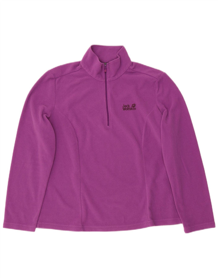 JACK WOLFSKIN Maglione in pile da donna con collo e zip UK 18/20 XL Poliestere viola