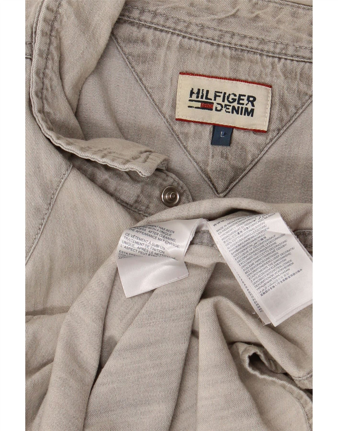 TOMMY HILFIGER Camicia di jeans da uomo grande in cotone grigio