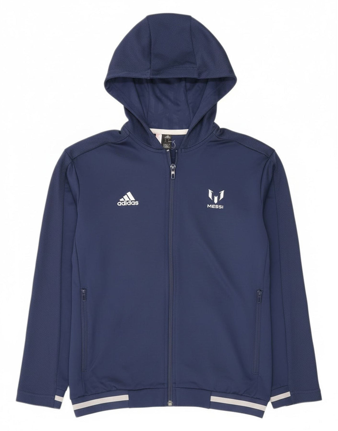 Felpa con cappuccio e zip Adidas MESSI da ragazzo, 11-12 anni, in poliestere blu navy