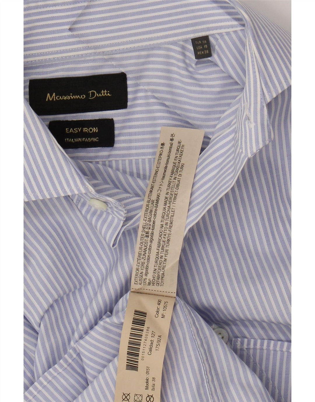 MASSIMO DUTTI Camicia da uomo Taglia 15 38 Cotone gessato blu medio