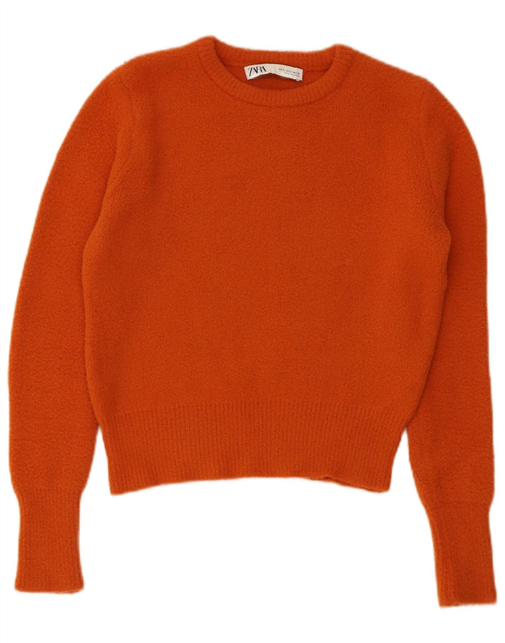 Maglione maglione girocollo da donna Zara UK 10 piccolo nylon arancione