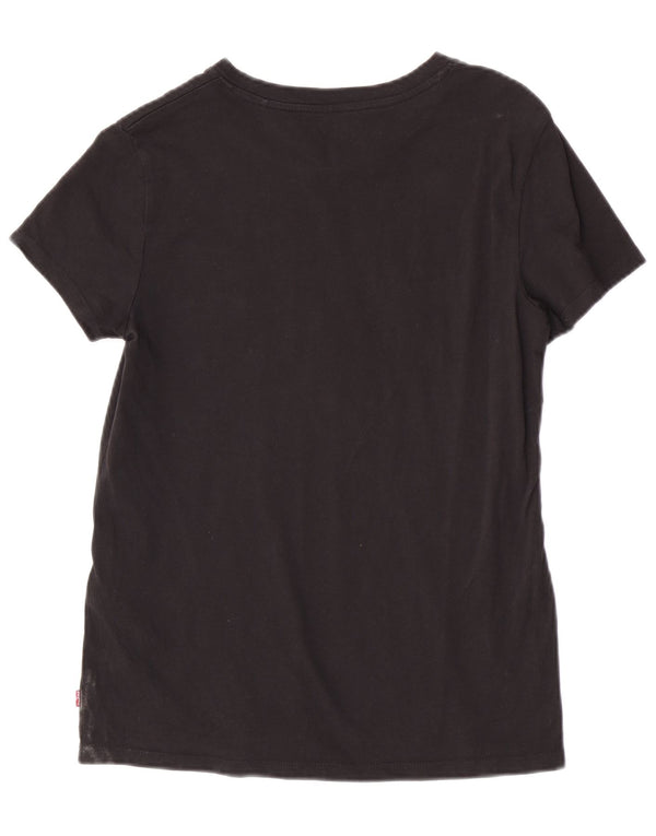 T-shirt grafica da donna Levi's Top UK 6 XS cotone nero