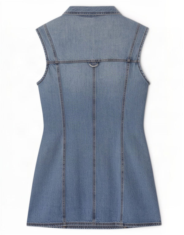 Abito in denim senza maniche da donna Zara UK 12 Cotone blu medio