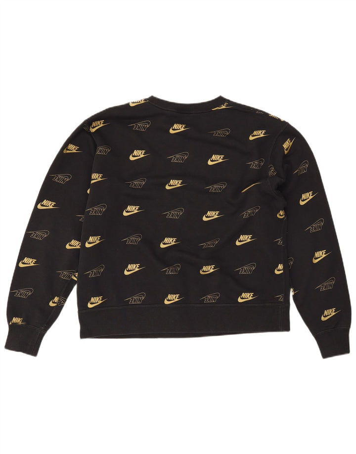 Felpa con grafica NIKE da donna, maglione UK 14, cotone nero medio