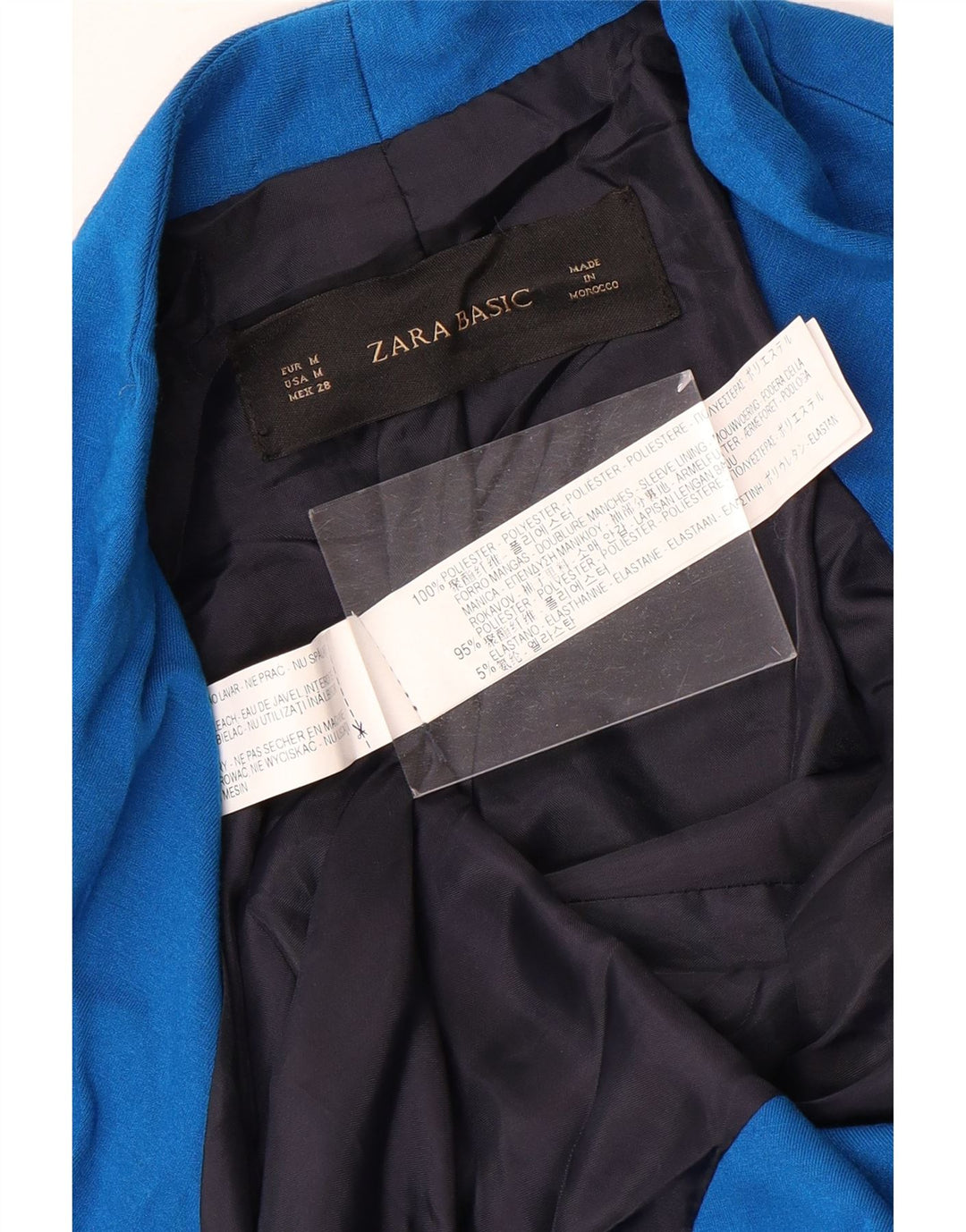 Giacca blazer aperta da donna Zara UK 12 poliestere blu medio