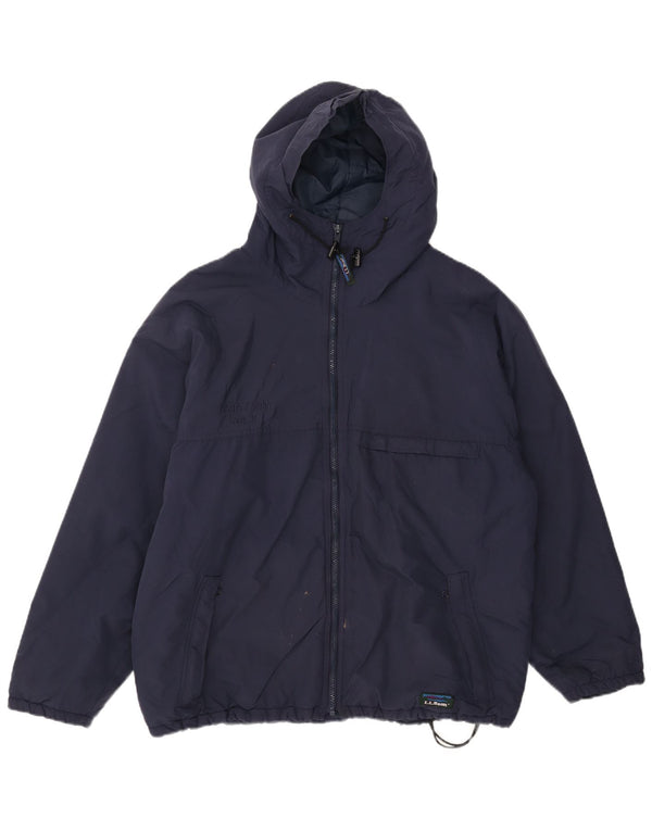 Giacca a vento con cappuccio da uomo L.L.Bean UK 42 XL Blu navy
