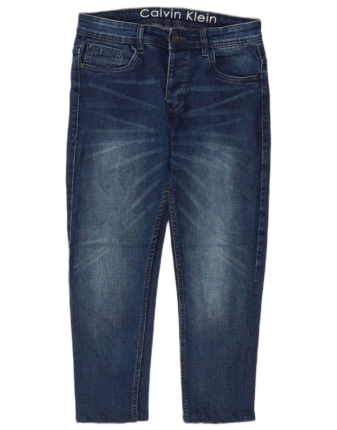 CALVIN KLEIN Mens Cropped Jeans W32 L23 Blue