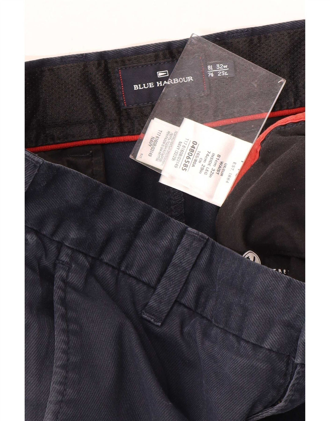 Pantaloni chino dritti Marks & Spencer da uomo blu Harbour W32 L29 Navy