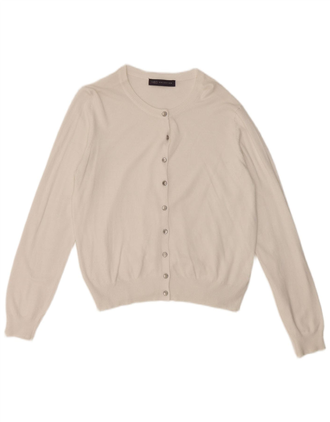 Maglione cardigan corto da donna Marks & Spencer UK 12 Viscosa bianca media